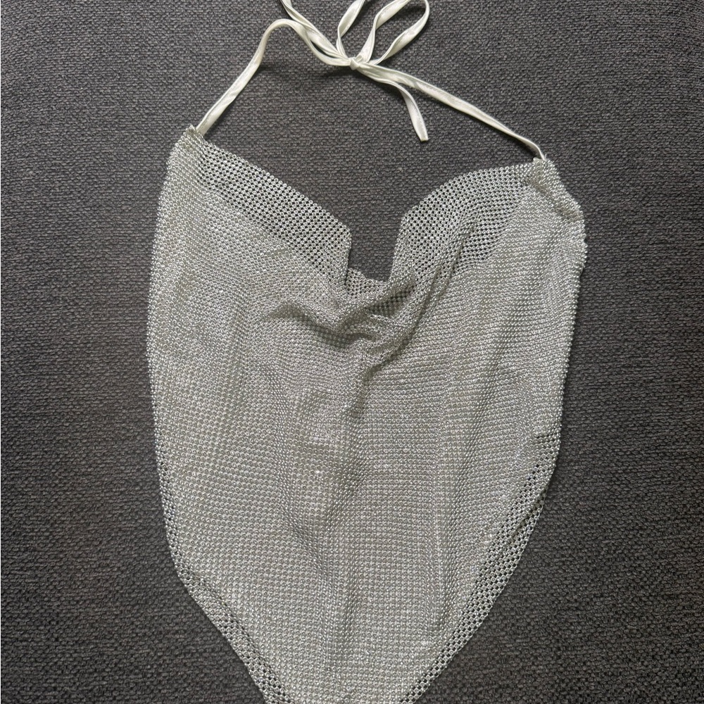 Silver Rhinestone Halter Top